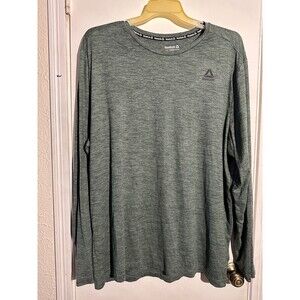 Reebok Men's Long Sleeve Athletic Shirt - Green/ Black Heathered - Size 3XL